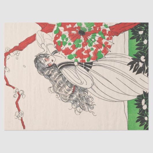 Dame MET PARAPLU Art Deco Beauty Mode Haar Tissuepapier (Voorkant)