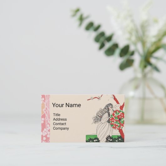 Dame MET PARAPLU Art Deco Beauty Mode Haar Visitekaartje (Staand voorkant)