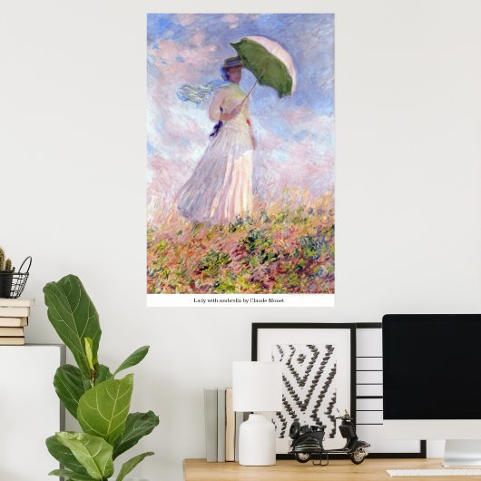 Dame met paraplu van Claude Monet Poster (Thuiskantoor)