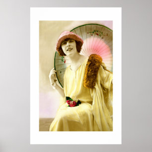 Dame met parasol poster