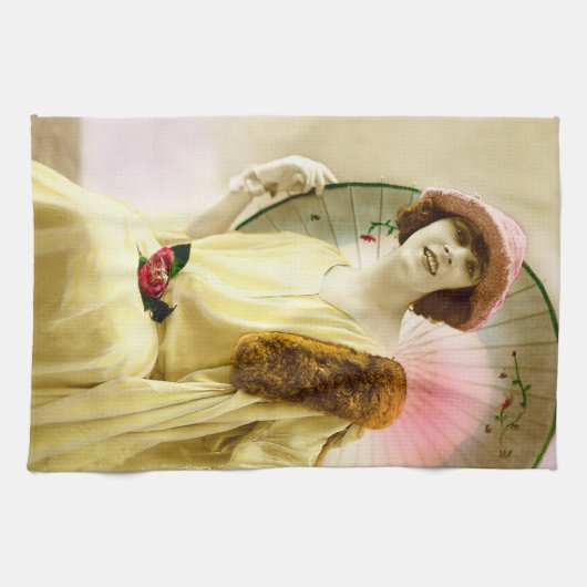 Dame met parasol theedoek (Horizontaal)