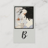 DAME MET PARFUMFLACON ART DECO SCHOONHEID Monogram Visitekaartje (Achterkant)