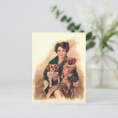  dame met pekingese honden briefkaart (Staand voorkant)