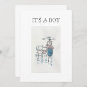 Dame met Pram Het is een Jongen Kaart (Voorkant / Achterkant)