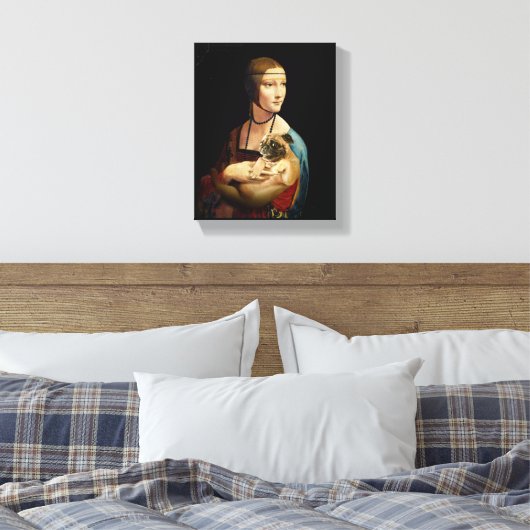 Dame met Pug Canvas Afdruk (Insitu (Slaapkamer))