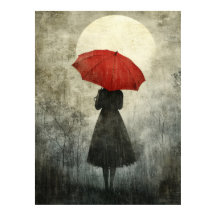 Dame met rode paraplu – Surreal Silhouette Art