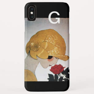 DAME MET RODE ROOS ART DECO MONOGRAAF iPhone XS MAX HOESJE