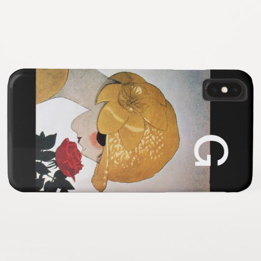 DAME MET RODE ROOS ART DECO MONOGRAAM Case-Mate iPhone CASE (Achterkant (horizontaal))