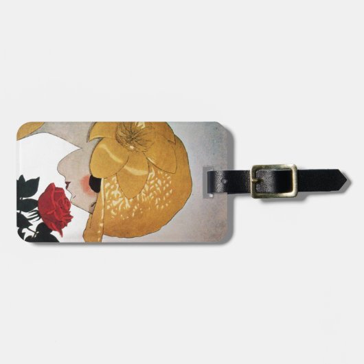 DAME MET RODE ROOS BAGAGELABEL (Voorkant horizontaal)