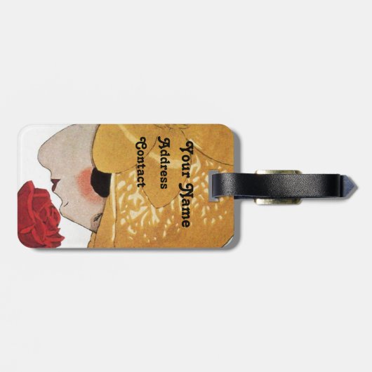 DAME MET RODE ROOS BAGAGELABEL (Achterkant horizontaal)