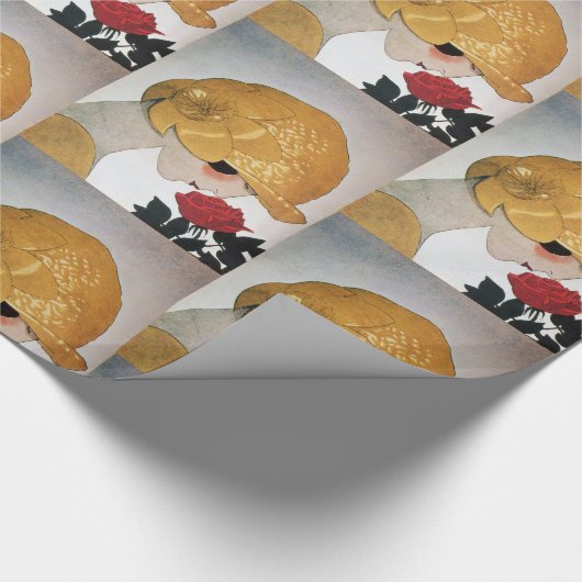 DAME MET RODE ROOS / Beauty Mode Cadeaupapier (Hoek)