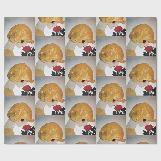 DAME MET RODE ROOS / Beauty Mode Cadeaupapier (Vlak)