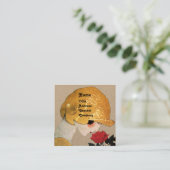 DAME MET RODE ROOS BEAUTY MODE KOSTUUM Kraft Vierkante Visitekaartje (Staand voorkant)