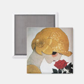 DAME MET RODE ROOS MAGNEET (Voorkant / Achterkant)