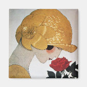 DAME MET RODE ROOS MAGNEET (Voorkant)