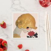 DAME MET RODE ROOS ,Roze Servetten (Insitu)