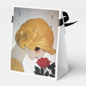 DAME MET RODE ROOS RUBY EDELSTEEN MONOGRAM BEDANKDOOSJES (Achterkant)