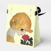 DAME MET RODE ROOS RUBY EDELSTEEN MONOGRAM, Crème Bedankdoosjes (Achterkant)