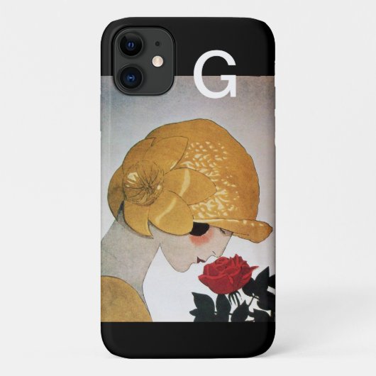 DAME MET ROOD ROOS MONOGRAAM Case-Mate iPhone CASE (Achterkant)