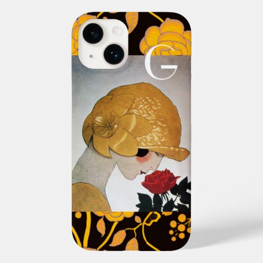 DAME MET ROOD ROOS MONOGRAAM Case-Mate iPhone CASE (Achterkant)