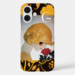 DAME MET ROOD ROOS MONOGRAAM iPhone 16 HOESJE