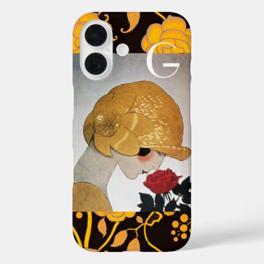 DAME MET ROOD ROOS MONOGRAAM Case-Mate iPhone CASE (Achterkant)