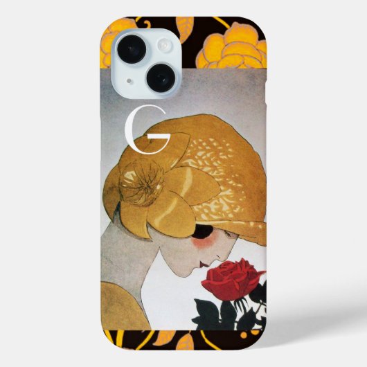 DAME MET ROOD ROZEN MONOGRAM Case-Mate iPhone CASE (Achterkant)