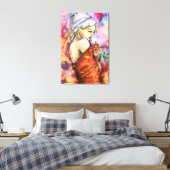 Dame met Roos - Abstracte Vrouw Originele Schilder Canvas Afdruk (Insitu (Slaapkamer))