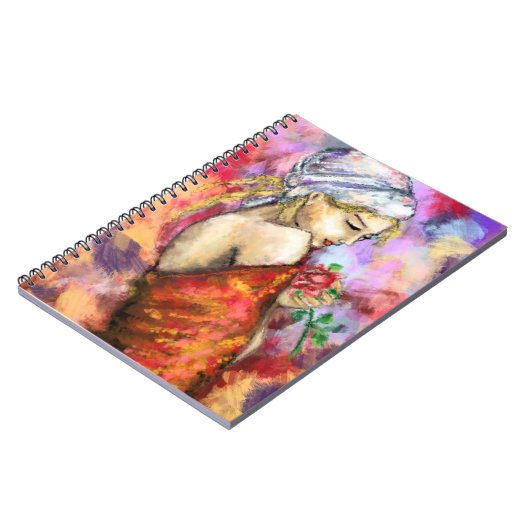 Dame met Roos - Abstracte vrouwelijke originele sc Notitieboek (Linkerzijde)