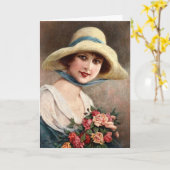 dame met Roos Kaart (Gele Bloem)