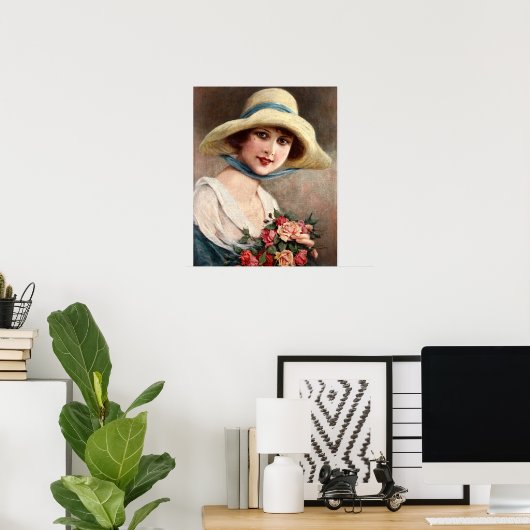  dame met Roos Poster (Thuiskantoor)