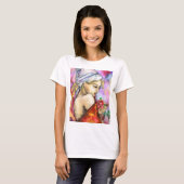 Dame met Roos T-Shirt Schilderen (Voorkant volledig)