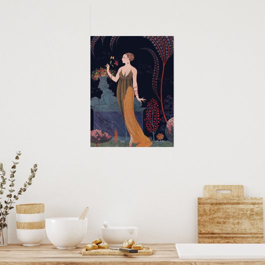 Dame met roos van George Barbier 1914 Poster (Keuken)