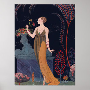 Dame met roos van George Barbier 1914 Poster