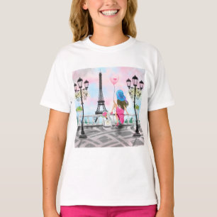 dame met roze hartballon - Ik hou van Parijs T-shirt