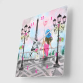  dame met roze hartballon - Ik hou van Parijs Vierkante Klok (Hoek)