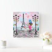  dame met roze hartballon - Ik hou van Parijs Vierkante Klok (Huis)