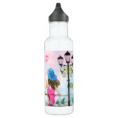 dame met roze hartballon - Ik hou van Parijs Waterfles (Rechts)