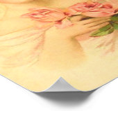 dame met roze rozen herstelde kunst poster (Hoek)