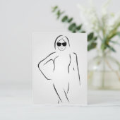 Dame met schoppen en zwempak briefkaart (Staand voorkant)