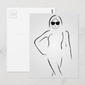 Dame met schoppen en zwempak briefkaart (Voorkant / Achterkant)