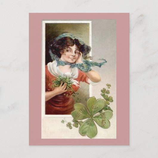 Dame met Shamrocks Briefkaart (Voorkant)