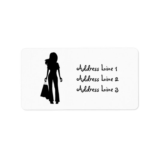 Dame met Shopping Bags Silhouette Address Label (Voorkant)
