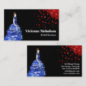 Dame met Sparkly Blue Ballgown Red Heart Confetti Visitekaartje (Voorkant / Achterkant)