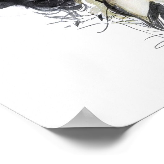 dame met spectaculair blauw pet poster (Hoek)