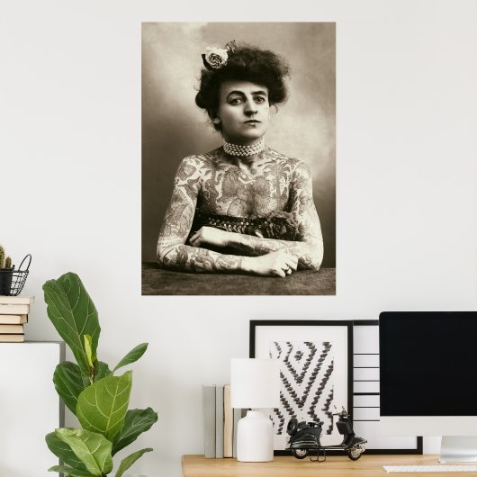 Dame met tattoos  foto-poster poster (Thuiskantoor)