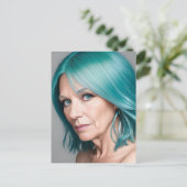 Dame met turquoise haar briefkaart (Staand voorkant)