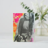 Dame Met Twee Honden Collage Briefkaart (Staand voorkant)