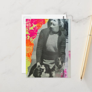 Dame Met Twee Honden Collage Briefkaart