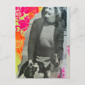 Dame Met Twee Honden Collage Briefkaart (Voorkant)